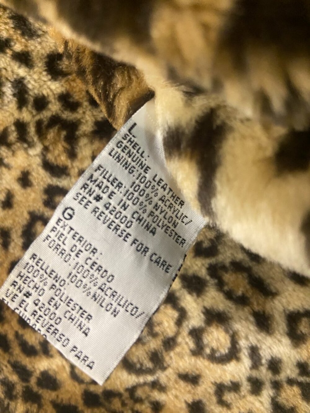 Vintage Leather Cheetah Print Coat Women’s L USA Mobwife Tuscanmom Hooded - Picture 6 of 6